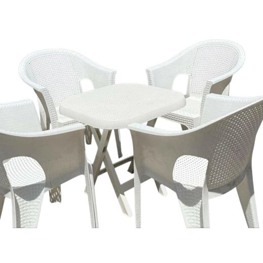 Generic Plast 4-Chair Set with Table - Beige