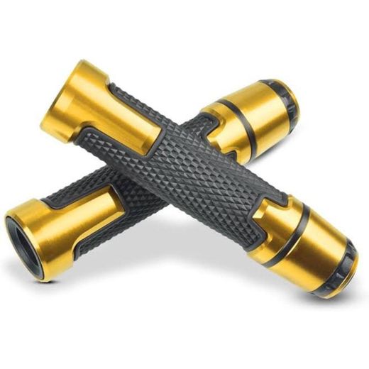 Generic CNC & Rubber Handlebar Handle Grips Ends Slider Bar - Gold