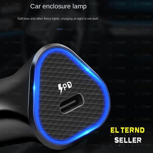 Generic 25W Fast Car Charger with Type-C Port + Type-C to Type-C Fast Charging Cable By EL-TERND - Black - image 4