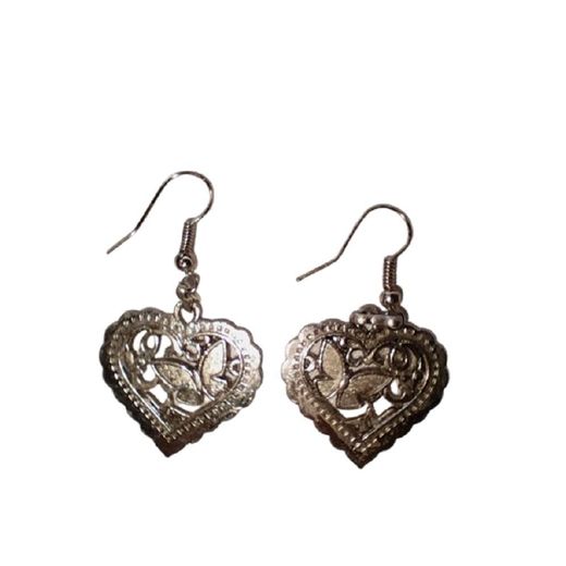 Silver Heart Dangle Earrings 