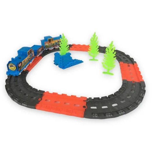 Generic 16 PCS Orbit Track Train Toy – Motorized Train Set – 1 Locomotive, Carriage, Coal Tender, Tracks, Trees, Walls – 34.5cm x 34.5cm Layout – Non-Toxic Plastic – Battery Operated (1*AA Not Included) – Ages 3+ Gift Set - image 3