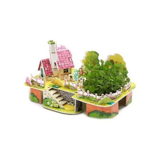 Generic Zilipoo 3D Planting Puzzle Villa Garden Craft Set – Build Cottage Model with Real Soil, Seeds & Watering Can – STEM Botanical Kit – Mess-Free Foam Puzzle – Educational Gift for Kids Creative Play (Shape & Color May Vary) - image 3