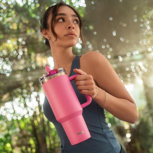 Tank Quencher, 1200ml, Stainless Steel Bottle, BPA free, Insulated, Leakproof - Hot Pink - image 4