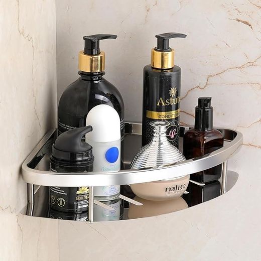 Generic Triangular corner bathroom shelf made of 304 stainless steel, Korean kitchen - wall storage bathroom accessory with chrome finish - image 4