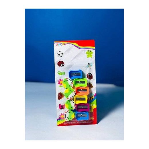 sharpener and eraser card, 6 sharpeners and 5 erasers