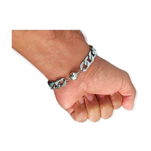 Generic مجموعة 3 أساور للرجال مطلية بالفضة والبلاتين - أحدث صيحات الموضة - تصميم إيطالي - image 2