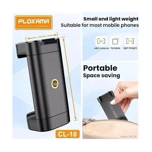 PLOKAMA  Compatible with CL-10 Universal Smartphone Tripod Mount Clamp Adjustable Adapter Rotates Vertical & Horizontal For Selfie Stick & Phone Clamp with 1/4in Screw Hole for all Smartphones - image 2