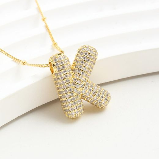 Generic Letter Necklace with Sparkling Stones, Gold Plated Initial Pendant, Elegant Design for Daily Wear and Special Occasions, Women Fashion Necklace, Multiple Letters Available, 1 Piece - image 4