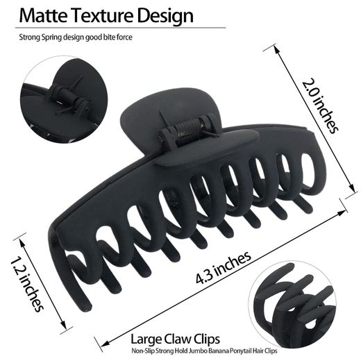 Generic OWIIZI Big Hair Claw Clips for Women - Long Thick Hair 4.3" Nonslip Jumbo Clips With Strong Hold, Large Clamps for Styling 3 Packs  Matte Leopard Claw Clips,Large,Non-Slip,Strong Hold,Styling Hair Clamps, - image 2
