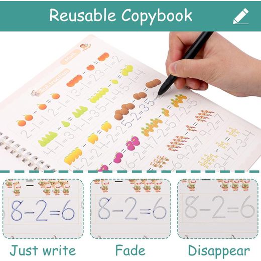 Generic Large Magic Practice Copybook 4 Pack 18.5 x 26 cm Grooved Handwriting Copy Books for Kids Reusable Children Tracing Workbook for DrawingMathNumbersEnglish Alphabet - image 3
