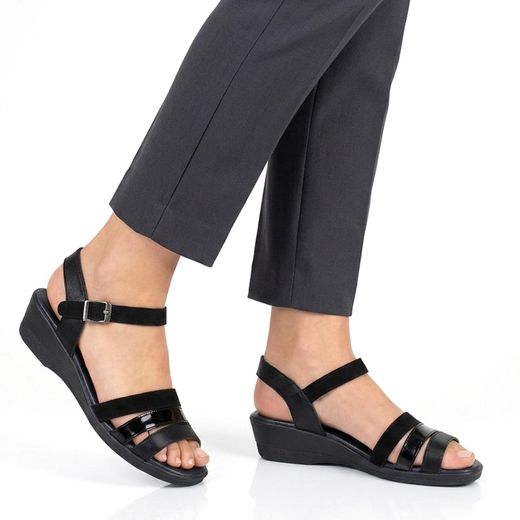 Silver Shoes Women Black Medical Sandal Made Of Genuine Leather