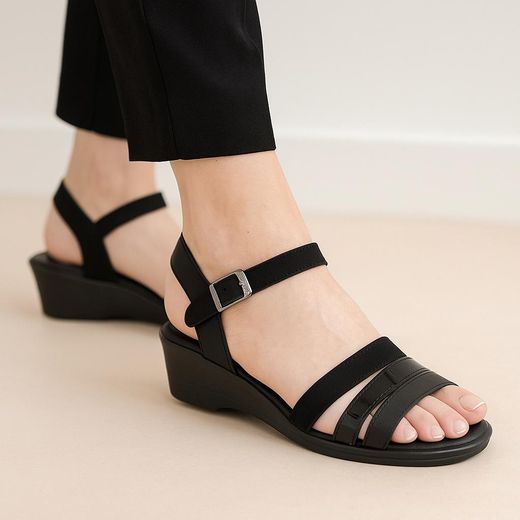 Silver Shoes Women Black Medical Sandal Made Of Genuine Leather - image 2