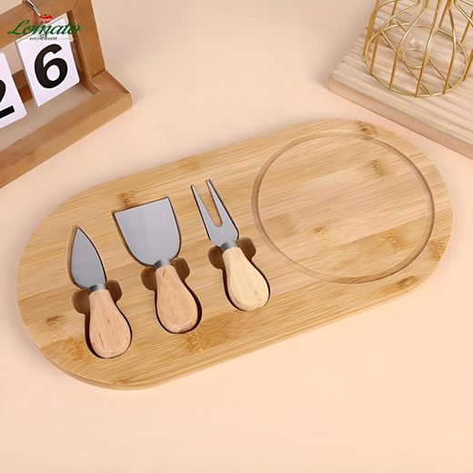 Generic Hospitality Serving Board - Modern Bamboo Wooden Cheese Board with Stainless Steel Mini Knife Set 35 - image 3