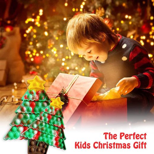 Generic Christmas Pop-It Fidget Toy Tree Poppit Stocking Stuffers Xmas Present Kids Adults Children Popper Fun Push Game Stress Relief Santa Elves Ornament Popit Gift Poppet Sensory - image 3