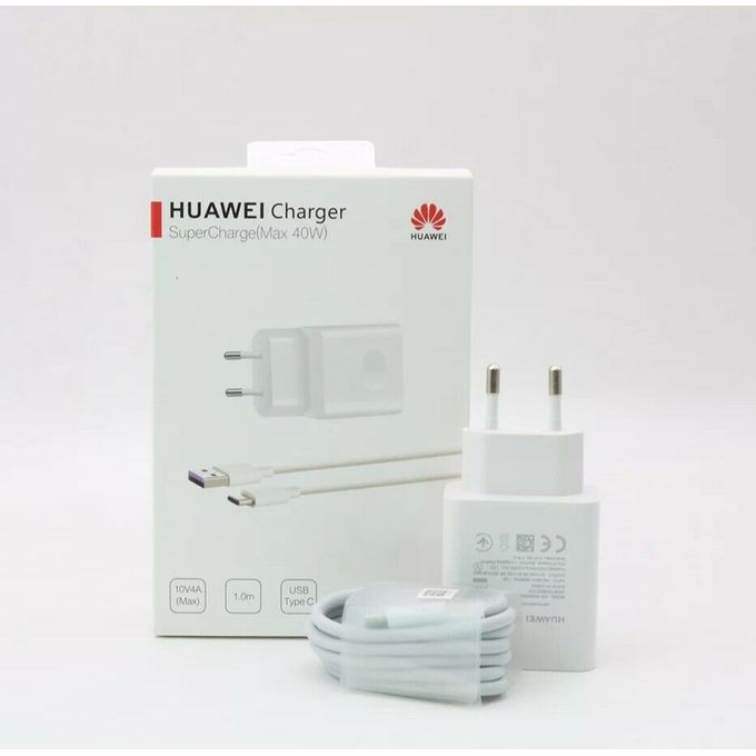 40w quick charger adapter with usb c data cable white us version