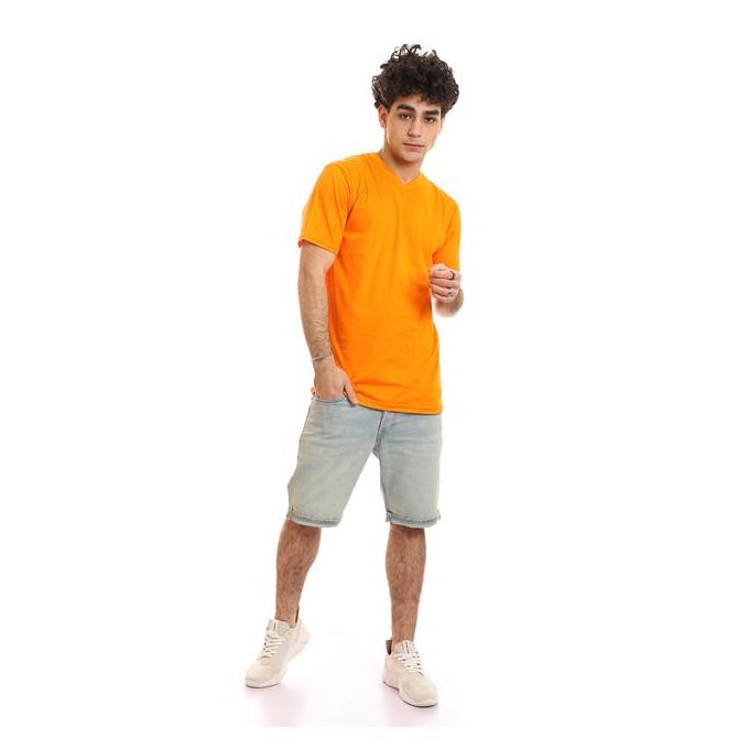 Andora Slip On V Neck Basic T-Shirt - Orange @ Best Price Online | Jumia  Egypt