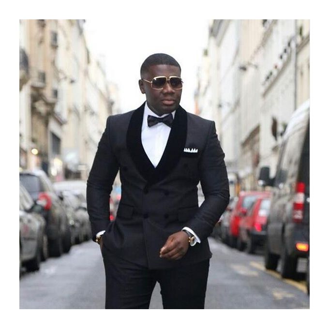 Fashion 2022 Grey Men Suits Double Breasted Groom Tuxedos 2 Pieces