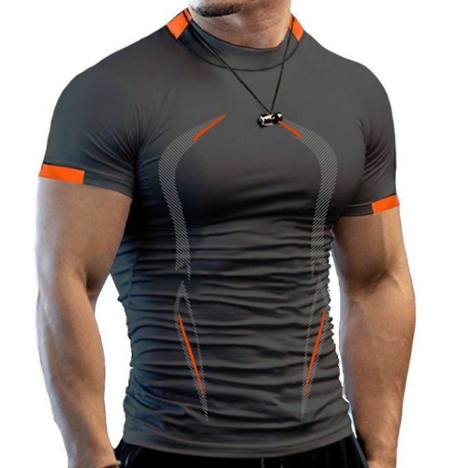 Men Running Compression T-shirt Short Sleeve Sport Tees Gym