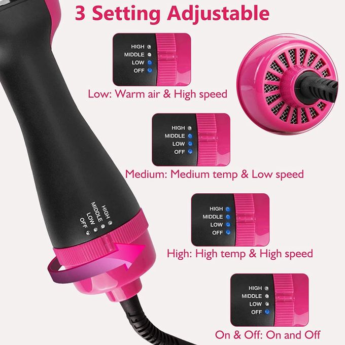 product_image_name-Generic-One Step Hot Air Brush Household Hair Dryer Brush & Volumizer Hair Curler Straightener Salon Hair Styling Tools-4