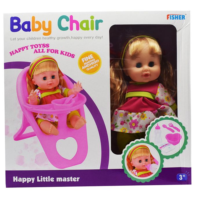 baby doll with bottle and diaper