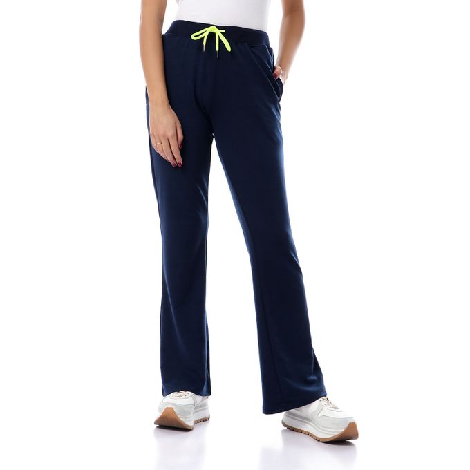 Kubo Solid Elastic Waist Slip On Comfy Pants - Navy Blue @ Best Price ...