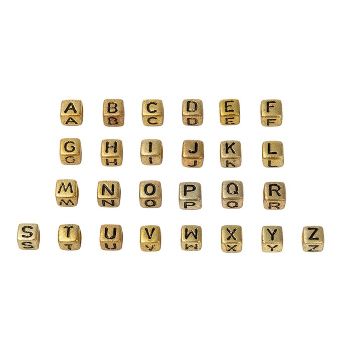 6mm Gold Alphabet Cube Acrylic Beads DIY Square Letter Beads