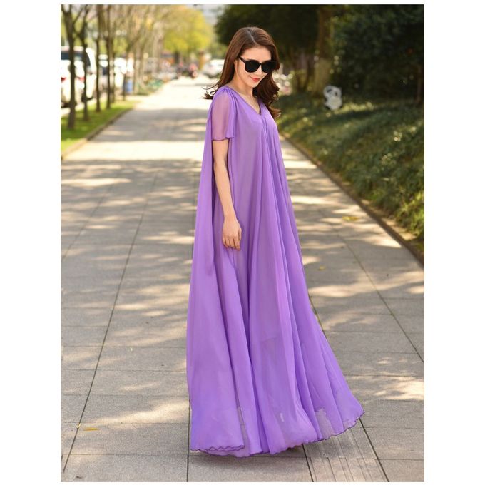 Fashion (Blue)Plus Size Bohemian Beach Sundress Flying Clothing Chiffon  Loose Elegant Vestido Robes Lady Holidays Prom Long Dress Belt Which SAB @  Best Price Online