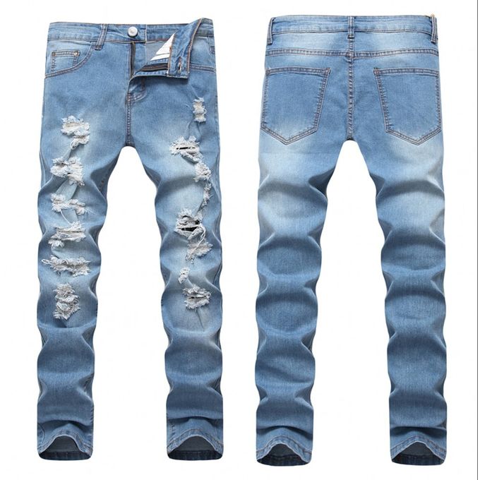 COOSVEN Men Ripped Jeans, Slim Fit Straight Leg, Denim Pants with Holes |  eBay