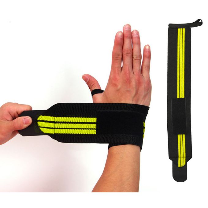 MD Gymwear Weight Lifting Wrist Wraps For Wrist Support - 2 Pcs -  Black/Yellow @ Best Price Online