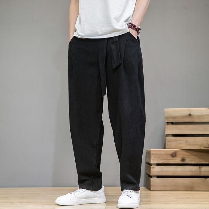 Fashion Men Drop Low Crotch Baggy Pants Belted Chinese Traditional Hanfu  Trouser  eBay