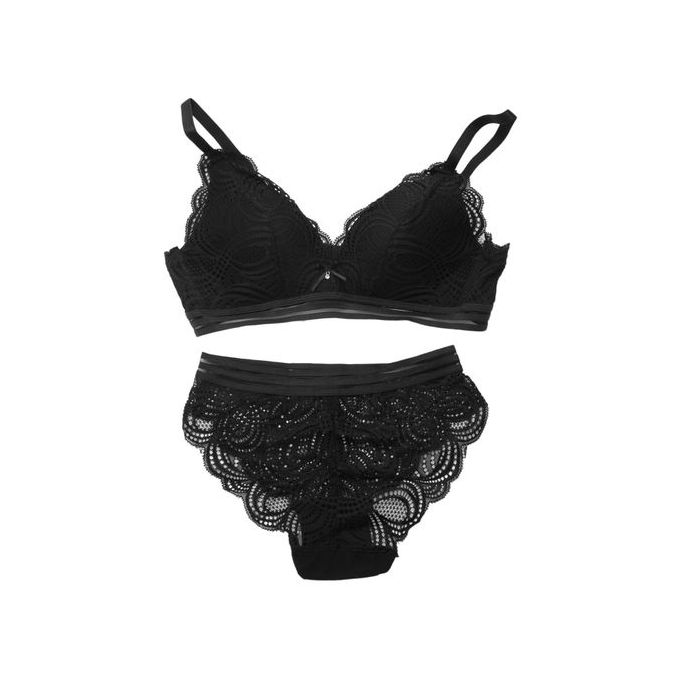 Set (bra + panties) black, pointed breasts - Shop brababa-lace Women's  Underwear - Pinkoi