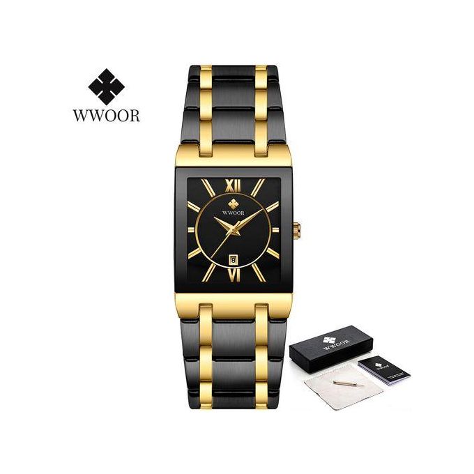 Generic Relogio Masculino WWOOR Gold Watch Men Square Mens Watches Top Brand Luxury Golden Quartz Stainless Steel Waterproof Wrist Watch Best Price Online Jumia Egypt