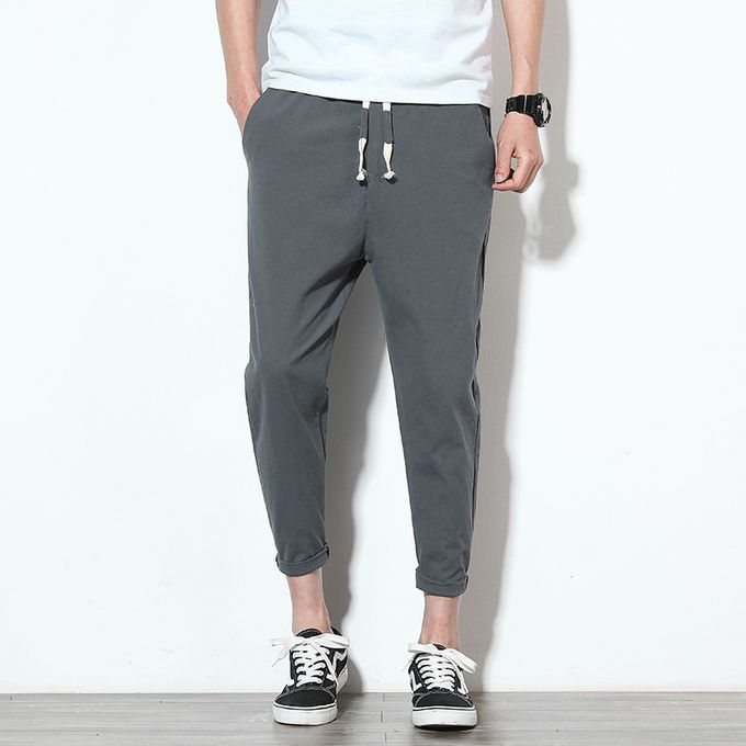 Fashion (black)Cotton Joggers Men Summer Casual Slim Ankle-length