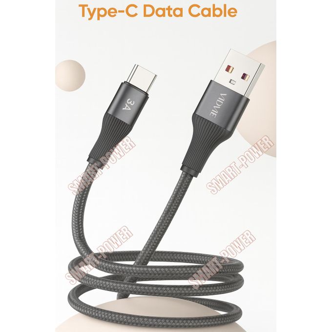 Vidvie High Speed Type C Charging Cable USB to Type C Durable Braided Fast Charge 5V 3A Data Cable 1m Premium Mobile Charger Cable