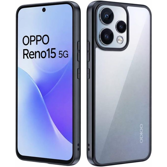 Oppo Reno 15 5G Mobile Phone Case, Crystal Clear, Anti-Yellowing, MAGSAFE CASE Military Grade Drop Protection, Slim Shockproof Cover, Black