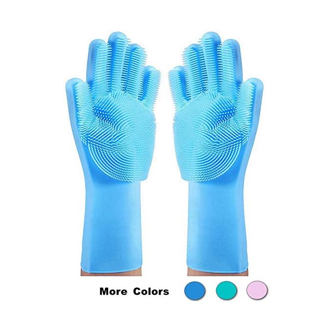 blue dish gloves