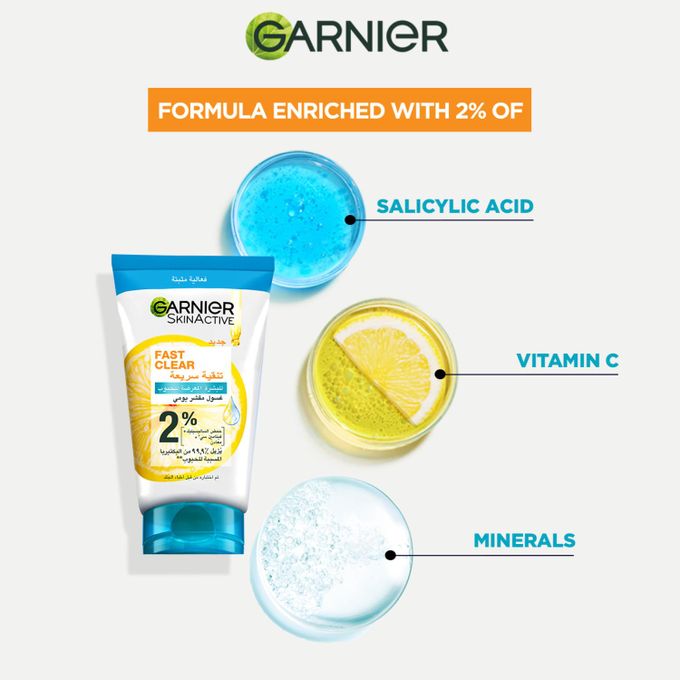 product_image_name-Garnier-Skin active Fast Clear 3 in 1 Face Wash, For Acne Prone Skin With Salicylic Acid and Vitamin C - 50ml-3