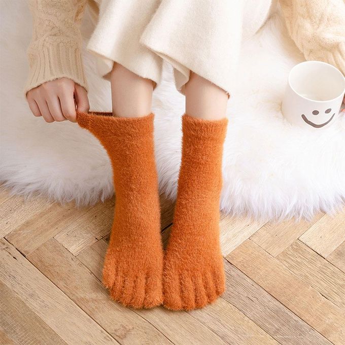 Generic Warm Five-Finger Socks Athletic Toe Socks Fluffy Nylon For Orange @  Best Price Online