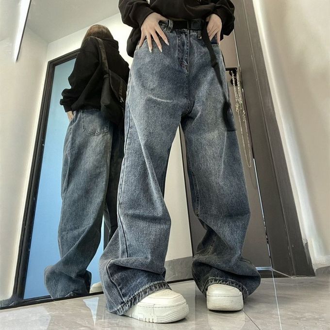 loose straight wide leg baggy pants trend ruffian versatile vibe pants  japanese streetwear 2023 pantalon femme men jeans - AliExpress