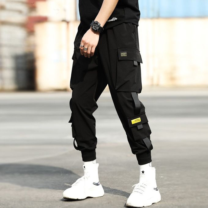 Fashion (GZ0123-Black)Men Cargo Pants Streetwear Harajuku Fashion