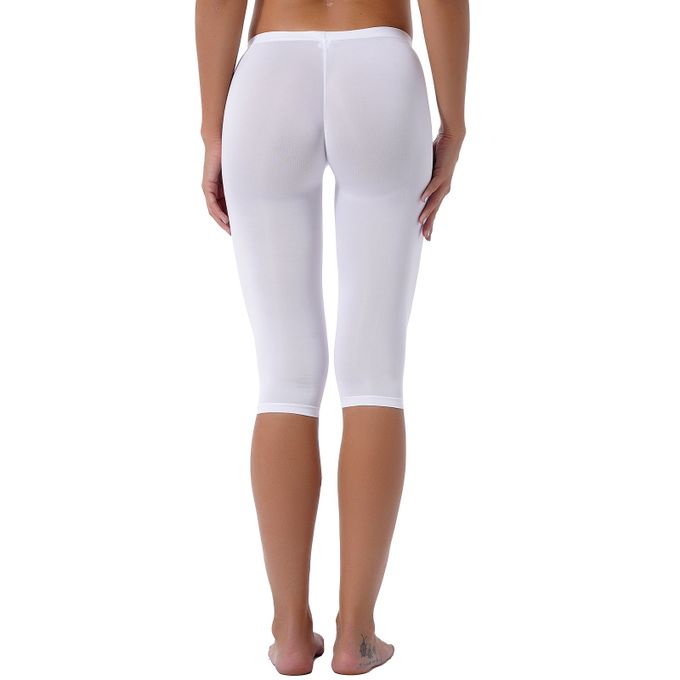 Fashion (White)Women Pure Color Casual Gym Yoga Leggings Slim Sports Pants  Hip Push Up Low Waist Stretchy Workout See Through Sheer Capri Pants DOU @  Best Price Online