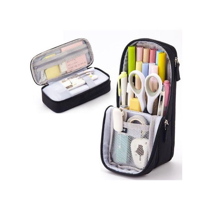 Angoo Pen Bag Pencil Case Two Layer Foldable Stand Phone Holder Storage  Pouch For Stationery Office