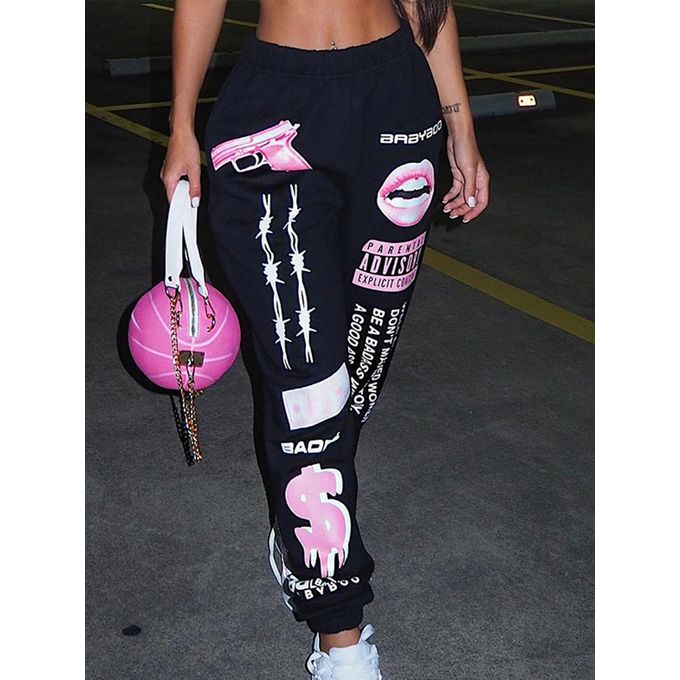 Womens High Waisted Sweatpants Summer Printed Lounge Pants Casual Comfy  Drawstring Sport Running Pants with Pockets 