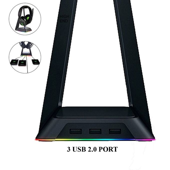 product_image_name-Techno Zone-RGB Headset Stand With USB Hub - 3 Port - Black-3