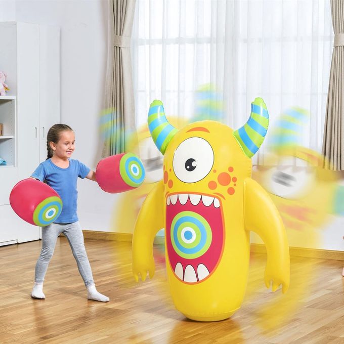 s Inflatable Monster Knockout Bop Bag with Boxing Gloves 120cm - No ...