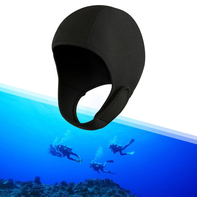 2mm Neoprene Diving Hood Thermal Wetsuit Hood Cap Swim Cap with Chin Straps