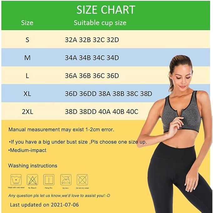 Women's Zip Front Sports Bra - Wireless Medium Support, Removable Pads, Racerback Design (2 Pack: Black & Grey) For Yoga, Gym & Running