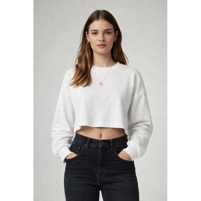 white crop top sweater