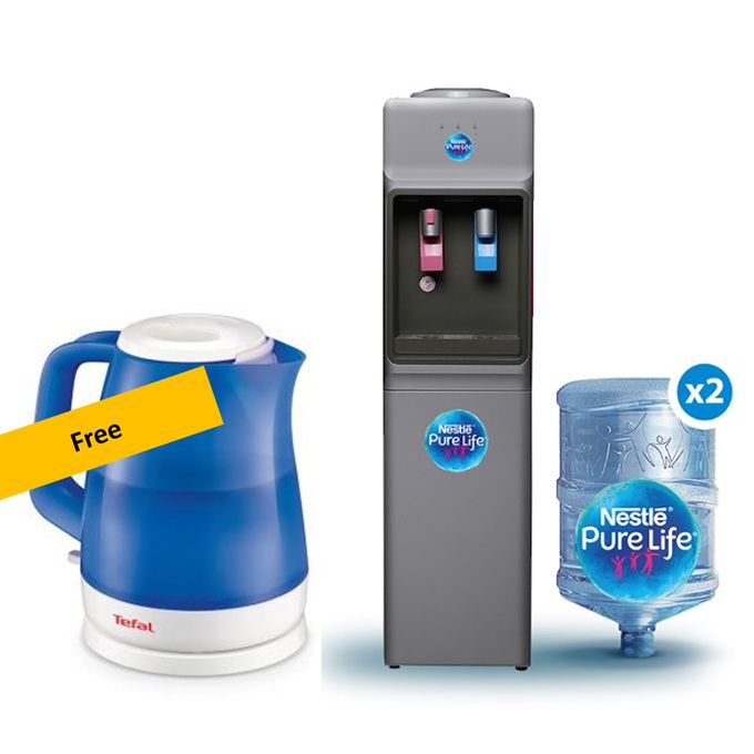 Shop Nestle Pure Life Fresh Fw14vfs Hot Cold Water Dispenser 2 Filled 18 9l Bottles Free Tefal Kettle Jumia Egypt