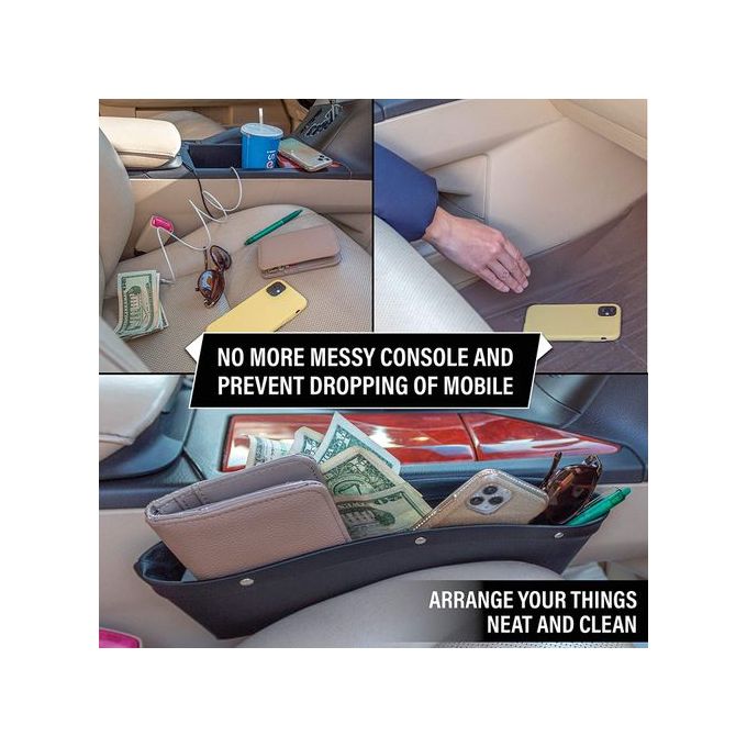 EcoNour Car Seat Gap Filler Organizer (2 Pack) | 2 in 1 Car Seat Storage  Box | Universal Fit Between Seat Car Organizer Holds Phone, Money, Card,  Keys